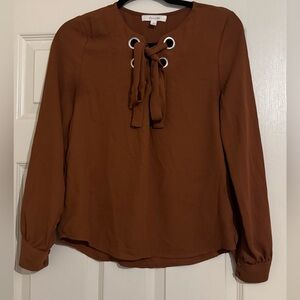 Active USA brown blouse with bow detail